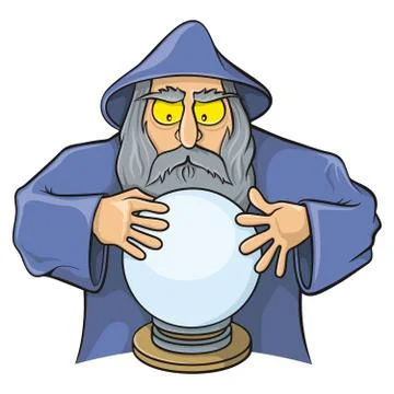 Wizard with magic ball Stock Illustration