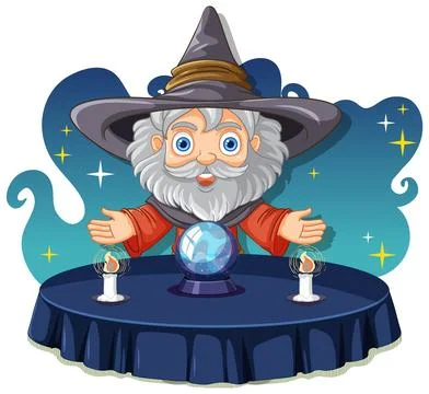 Wizard with magic spell cartoon Stock Illustration