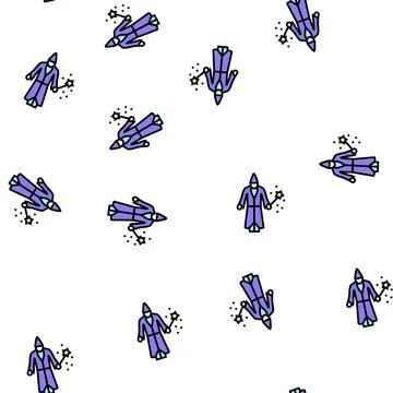 Wizard magic vector seamless pattern Stock Illustration