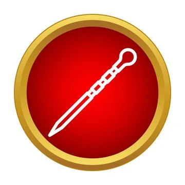 Wizard magic wand icon on red button Stock Illustration
