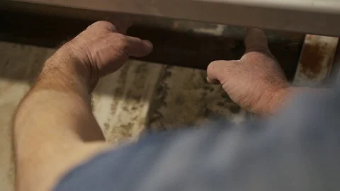 The wizard makes repairs. Ceramic tile Stock Footage 103113359