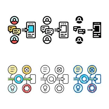 Wizard of oz testing ux ui color icon vector set Stockillustratie