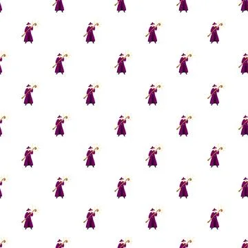 Wizard seamless pattern casting magic spell illustration Stock Illustration