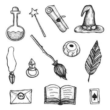 Wizard sorcerer magic vector set Stock Illustration