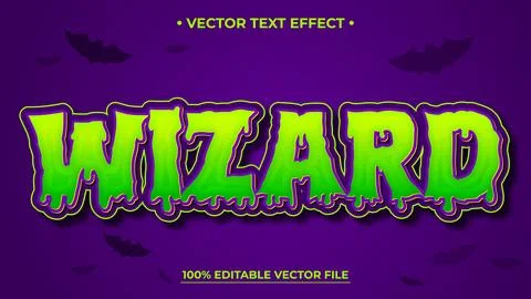 Wizard text effect, 3d editable Halloween spooky theme style font template Stock Illustration