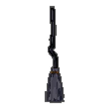 Wizard witch broom pixel art vector illustration Stock Illustration