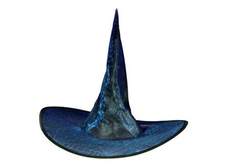 Wizard Witch hat decorated with glowing spiderwebstars and pointed tip. isola Stock Photos