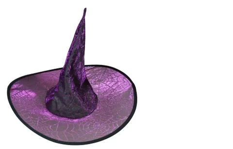 Wizard Witch hat decorated with glowing spiderwebstars and pointed tip. isola Stock Photos