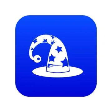 Wizards hat icon digital blue Ilustração Stock