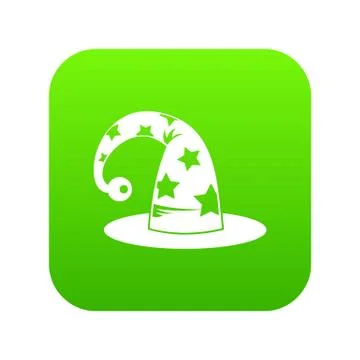Wizards hat icon digital green Ilustração Stock