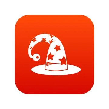 Wizards hat icon digital red Ilustração Stock