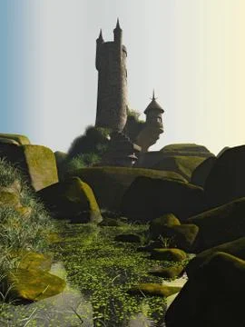 Wizards Tower and Pool Stock Illustration