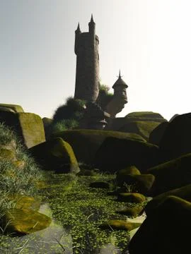 Wizards Tower and Pool Stock Illustration