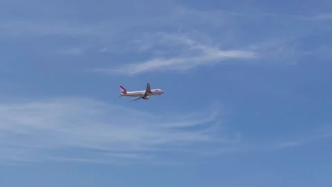 Wizz Air plane takes off from Eindhoven Airport, Netherlands and flies into Stock Footage 340863654