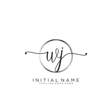 WJ Initial handwriting logo with circle template vector Stock Illustration