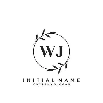 WJ Initial handwriting logo design Stock Illustration