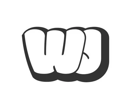 WJ logo, bubble comic lettering, rounded in graffiti style black and white .. Stock Illustration