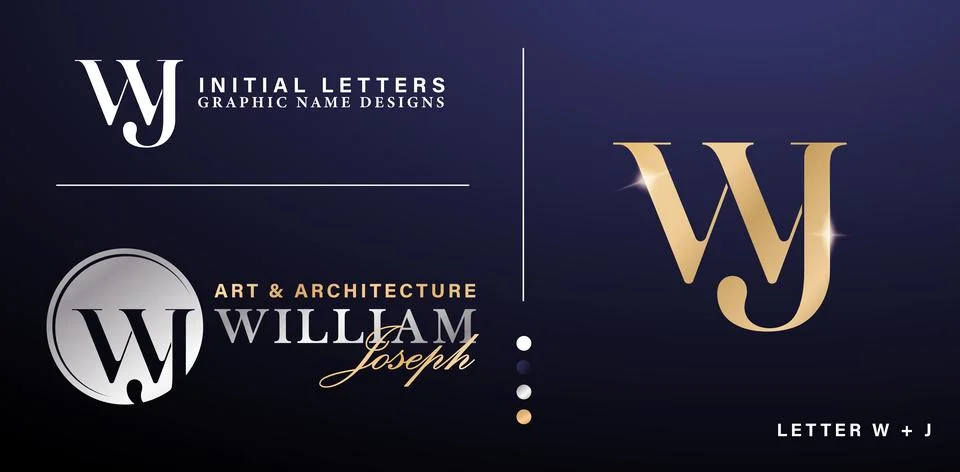 WJ Monogram Letter Stock Illustration