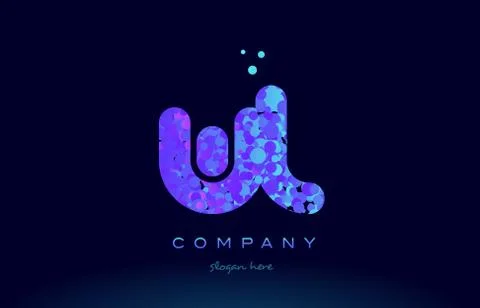 Wl w l bubble circle dots pink blue alphabet letter logo icon vector Stock Illustration