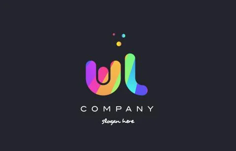 Wl w l  colored rainbow creative colors alphabet letter logo icon Stock Illustration