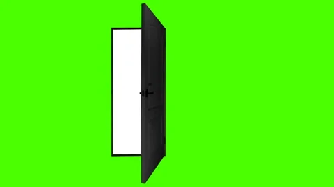 Wlack door open and close on green background Vidéo 95532345