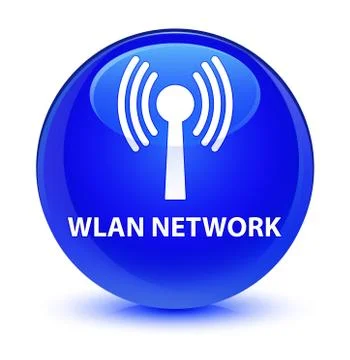 Wlan network glassy blue round button Stock Illustration