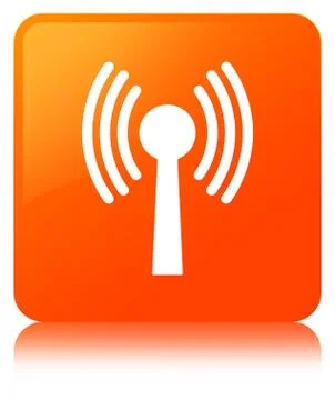 Wlan network icon orange square button Stock Illustration