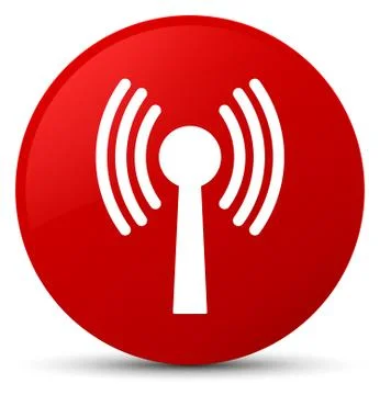 Wlan network icon red round button Stock Illustration