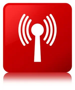 Wlan network icon red square button Stock Illustration