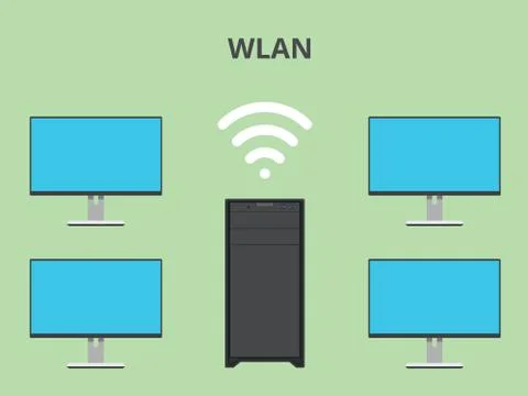 Wlan wireless local area network Stock Illustration