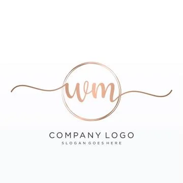 WM Initial handwriting logo design Stockillustratie