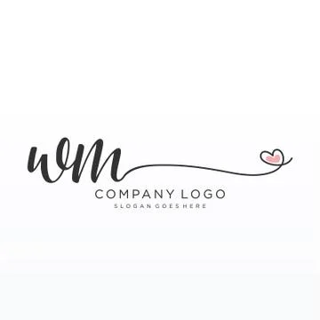 WM Initial handwriting logo design Illustrazione stock