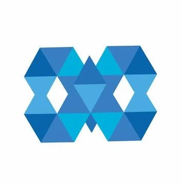 Wm, mm, ww initials triangle Blue diamond vector illustration and logo Stock Illustration