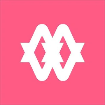 Wm, ww, mw, mm initials geometric line art company logo with ribbon gift shap Stock Illustration
