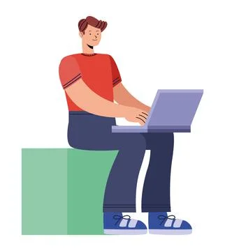 Wman seated using laptop Stock Illustration