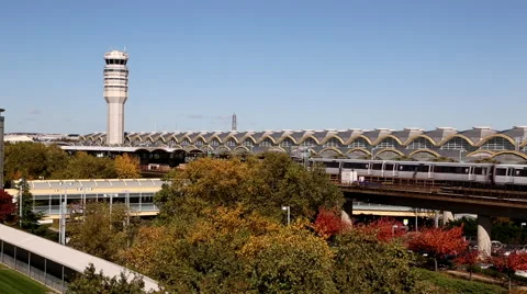 WMATA Metro Train Arriving at Reagan National Airport Stock Footage 51543823