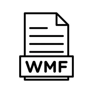 WMF File Document linear logo mark in black and white 스톡 일러스트