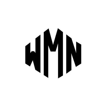 WMN letter logo design with polygon shape. WMN polygon and cube shape logo .. Stock Illustration