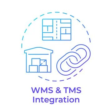 WMS and TMS integration blue gradient concept icon Illustrazione stock