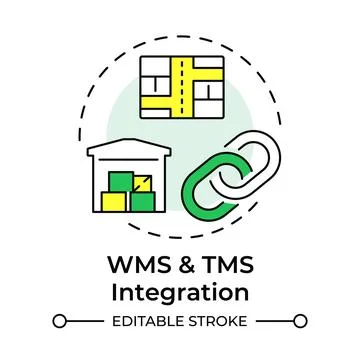 WMS and TMS integration multi color concept icon Illustrazione stock