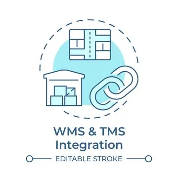 WMS and TMS integration soft blue concept icon Stock Illustration