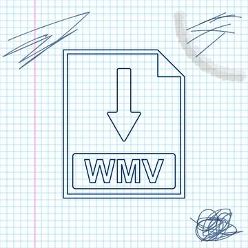 WMV file document icon. Download WMV button line sketch icon isolated on white Stock Illustration