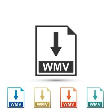 WMV file document icon. Download WMV button icon isolated on white backgrou.. 스톡 일러스트