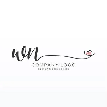 WN Initial handwriting logo design Stock Illustration