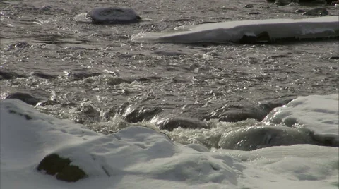 WNT-0026 River Flowing Through Snow Video stock 1216530