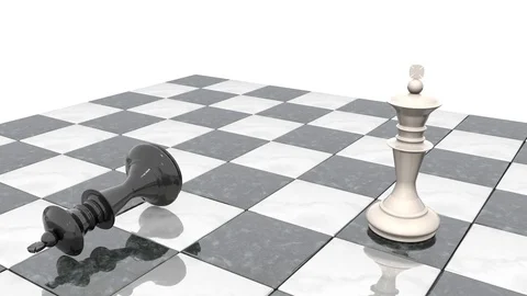 Wo chess figures on the playing field. White king is a winner Stock Footage 75659760
