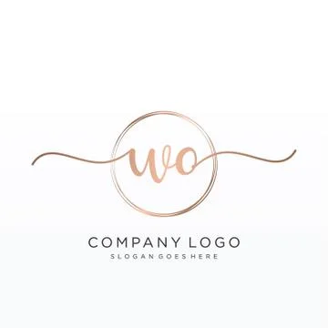 WO Initial handwriting logo design Stock Illustration