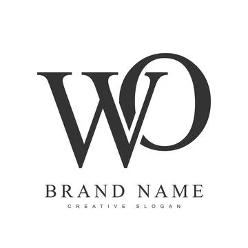 WO trendy logotype template. Initial letter w and o classic font style. Cre.. Stock Illustration