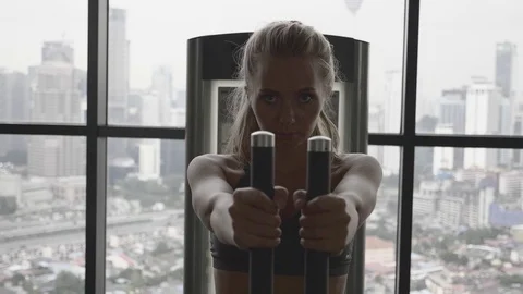 Woamn in Gym Stock Footage 86296168