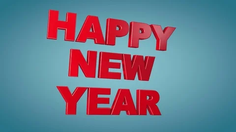 Wobble 3D red text happy new year on a green background Stock Footage 79594350
